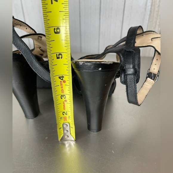 Calvin Klein Black Strappy Heels Leather Open Toe Size 9 - Picture 7 of 7